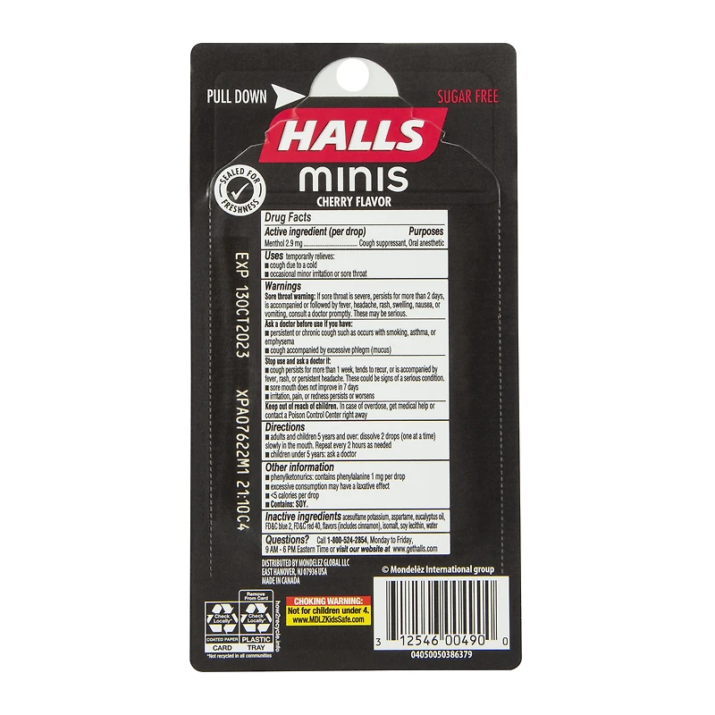 halls® minis cherry sugar-free cough suppressant 24-count