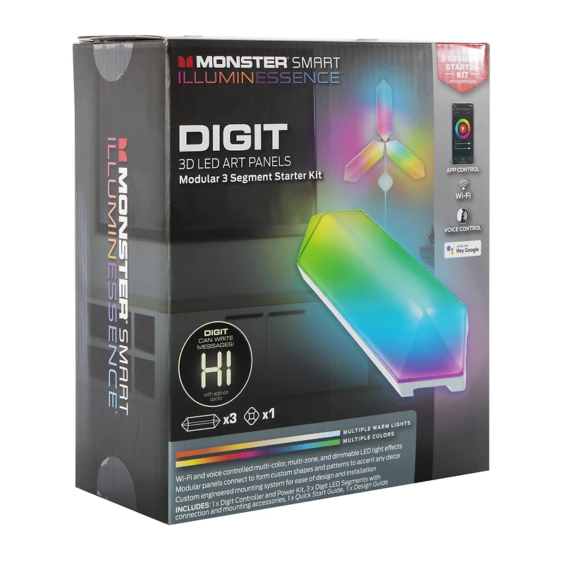 monster® smart illuminessence™ digit 3D LED art panels starter kit