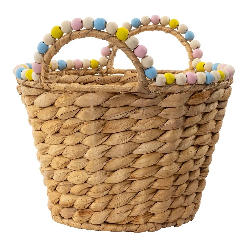 woven easter basket with bead trim 9in