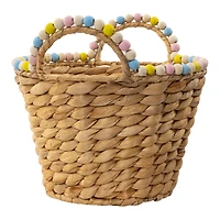 woven easter basket with bead trim 9in
