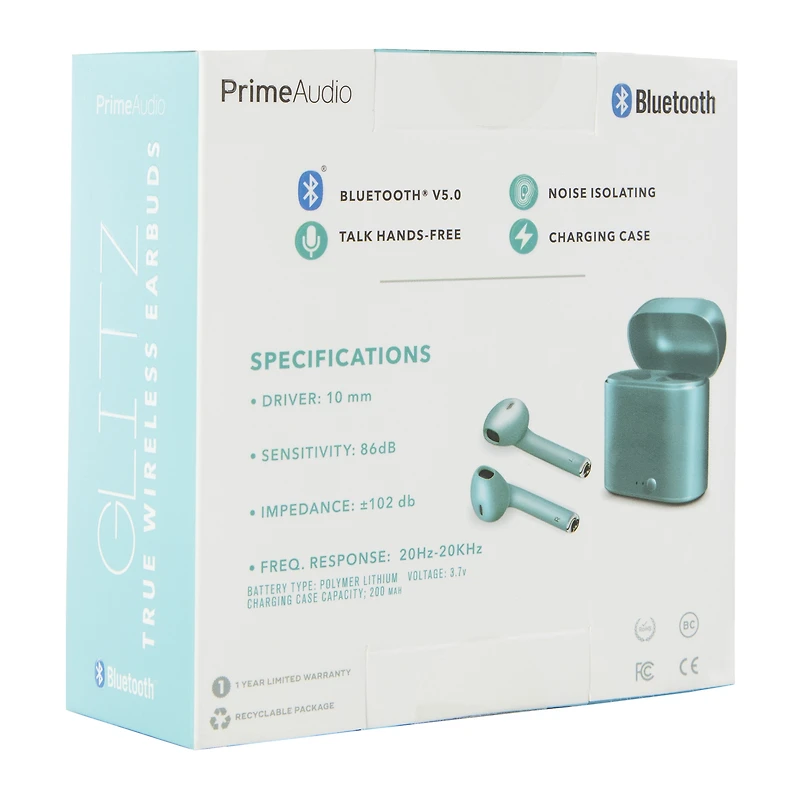 glitz glitter bluetooth® earbuds with mic