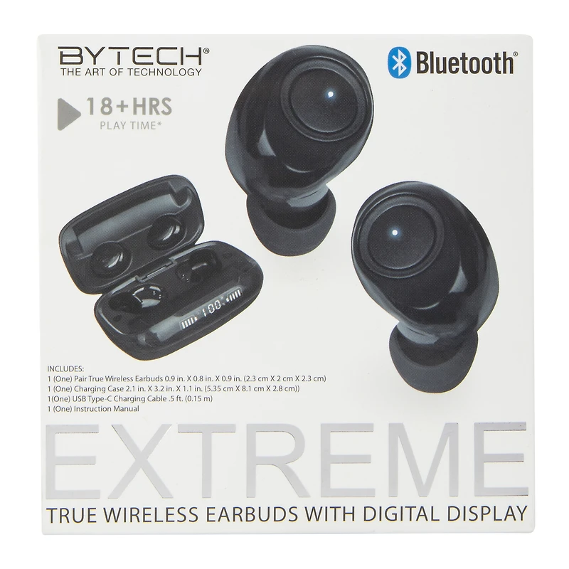 extreme bluetooth® earbuds with mic & digital display
