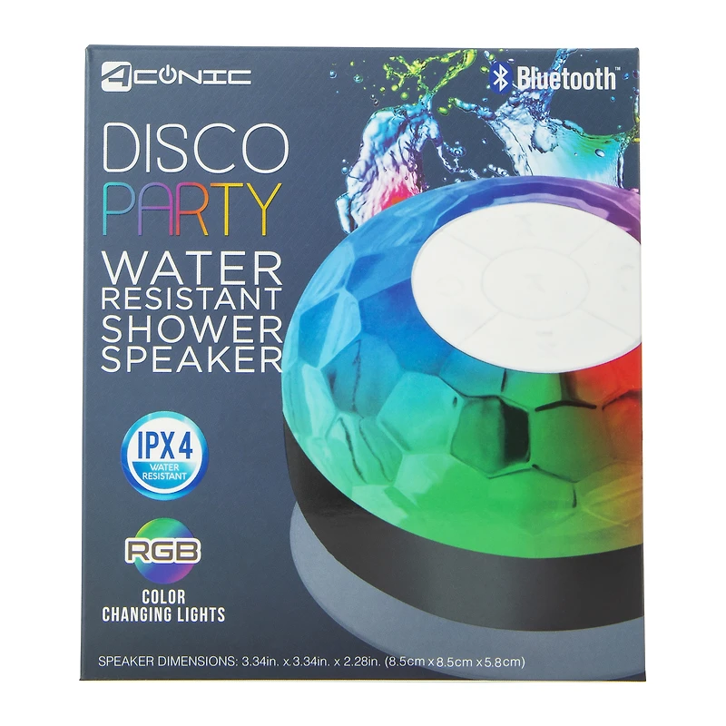 LED light-up bluetooth® disco party shower speaker with mic