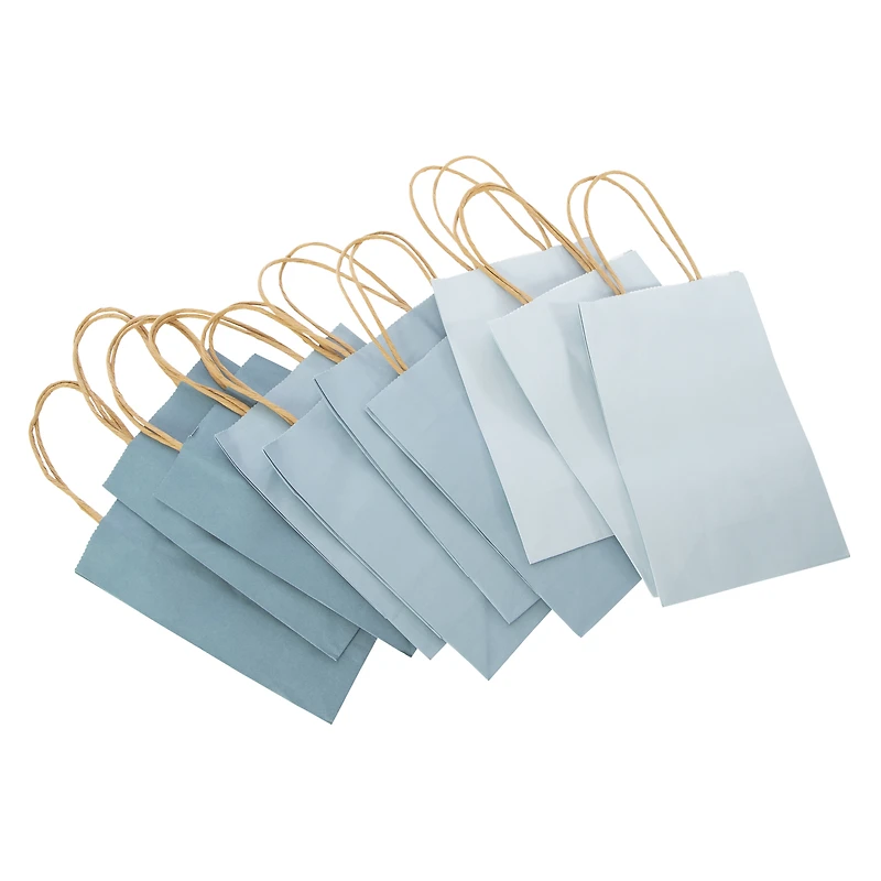 small blue kraft gift bags 8.35in x
5.2in 10-pack