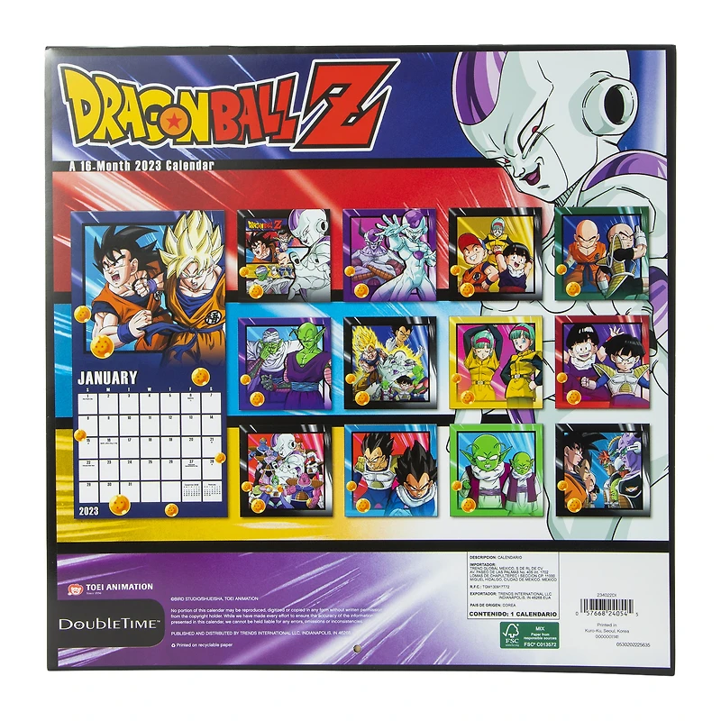 dragon ball z 16-month 2023 wall calendar