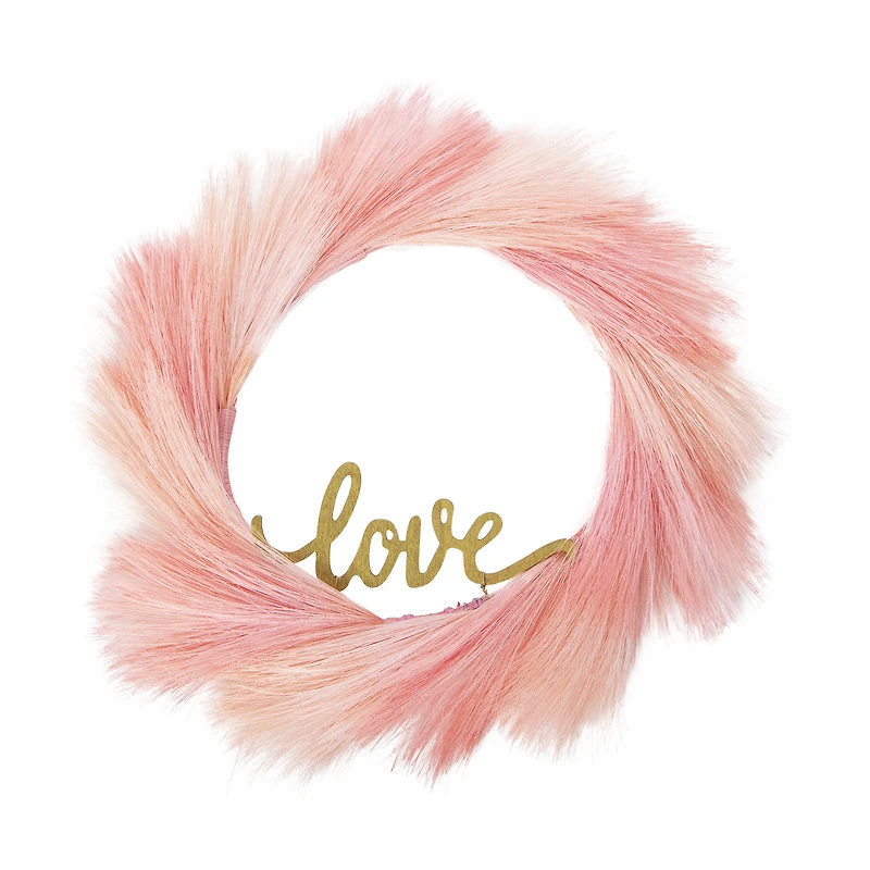 valentine faux pampas wreath with quote 12in