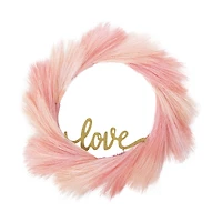 valentine faux pampas wreath with quote 12in