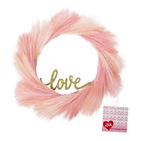 valentine faux pampas wreath with quote 12in