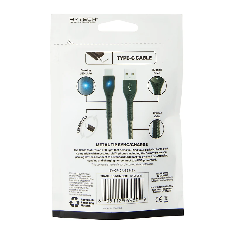 4ft LED USB-C charging cable