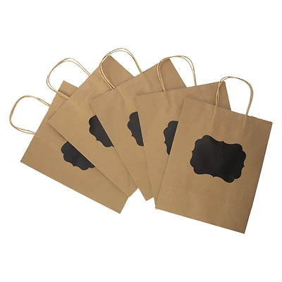 large kraft gift bags with chalkboard nametag 5-pack