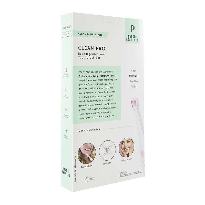 clean pro rechargeable sonic toothbrush set