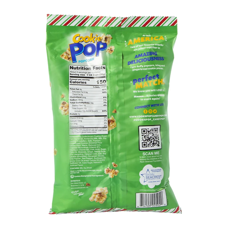 cookie pop® gingerbread & white icing popcorn 5.25oz