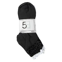 5-pack ladies lettuce edge quarter crew socks