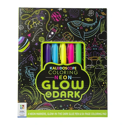 kaleidoscope neon glow in the dark book & gel pen kit