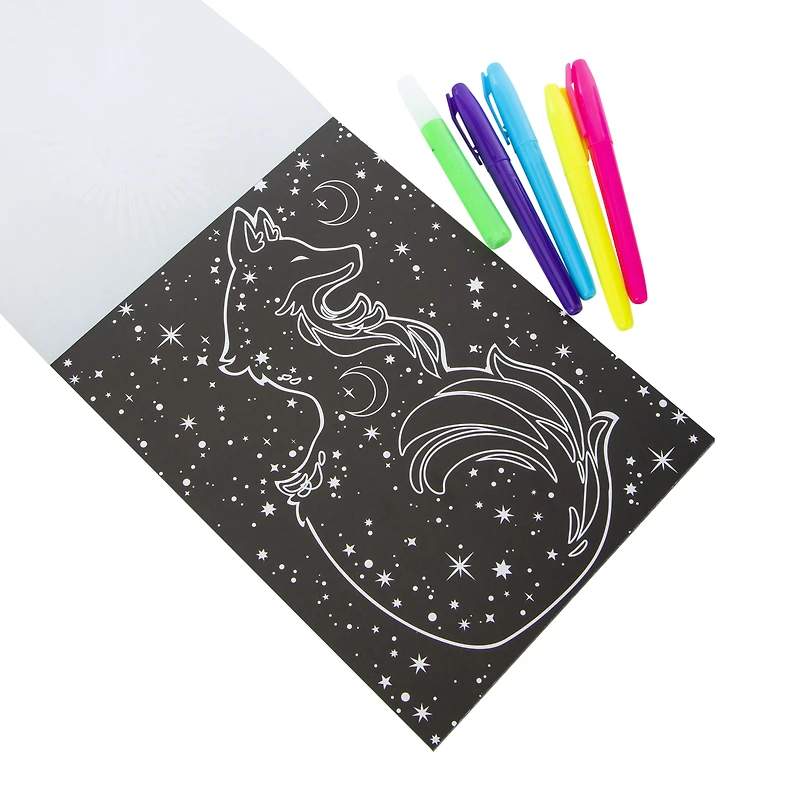kaleidoscope neon glow in the dark book & gel pen kit