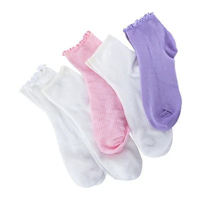 5-Pack Ladies Lettuce Edge Quarter Crew Socks