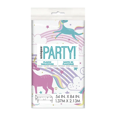 unicorn plastic tablecloth 54in x 84in