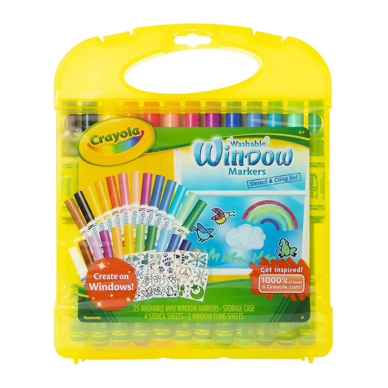 crayola® washable window markers stencil & cling set 32-piece