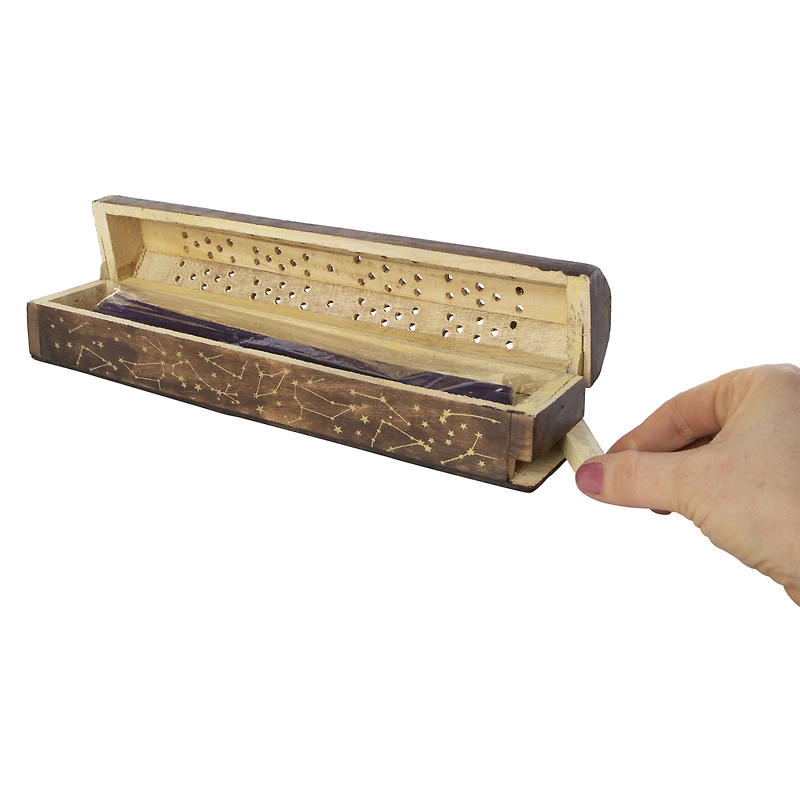 wooden tarot incense box with 10 sticks
