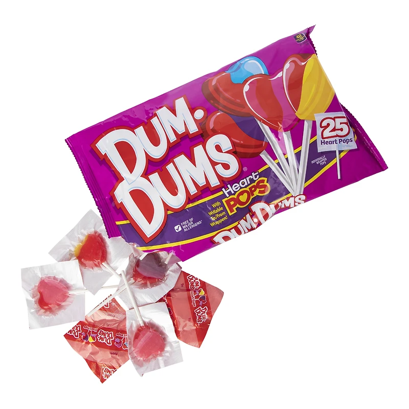 dum dums® heart pops valentine candy 25-count