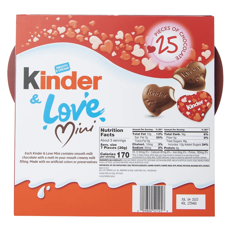 kinder® & love mini heart chocolate box 25-piece