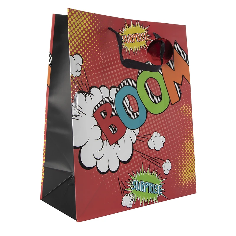 large comic book birthday gift bag 12.75in x 10.37in