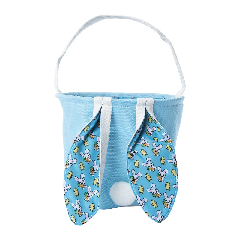 bunny ears fabric easter basket 10.5in