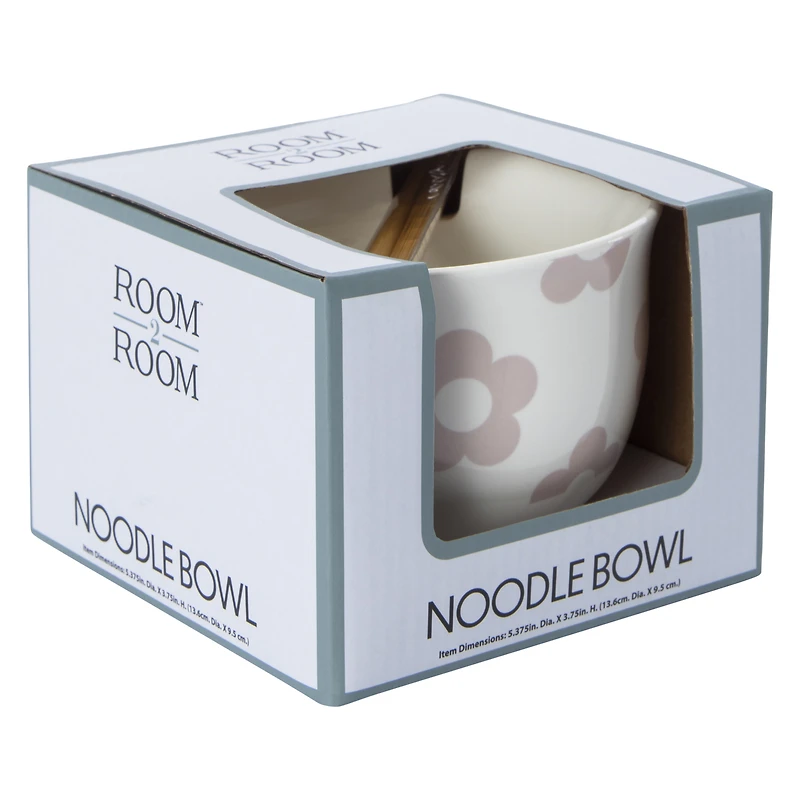 ceramic noodle bowl with chopsticks & spoon set