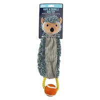 plush crinkle dog toy with rope & tennis ball