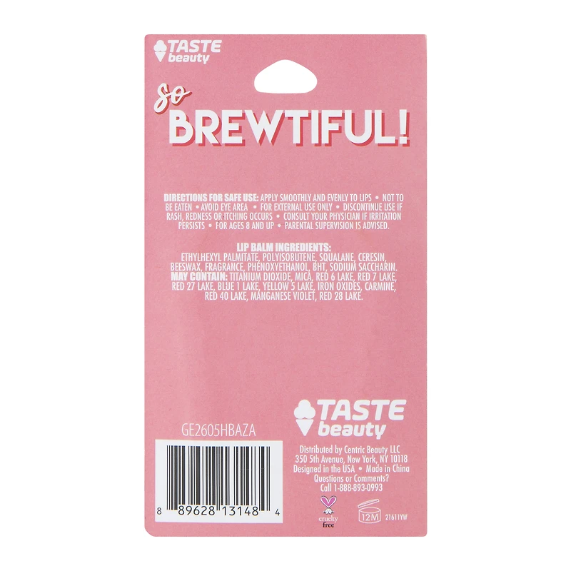 taste beauty brewtiful mocha flavored lip balm