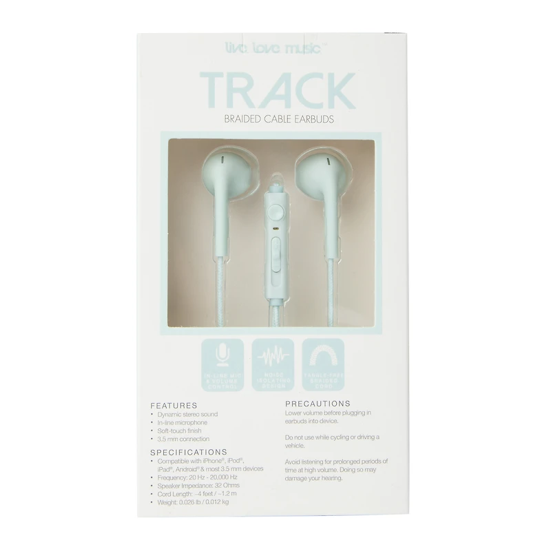 wired stereo earbuds with mic & braided cable