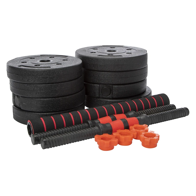 42 lb. adjustable barbell & dumbbell weights set