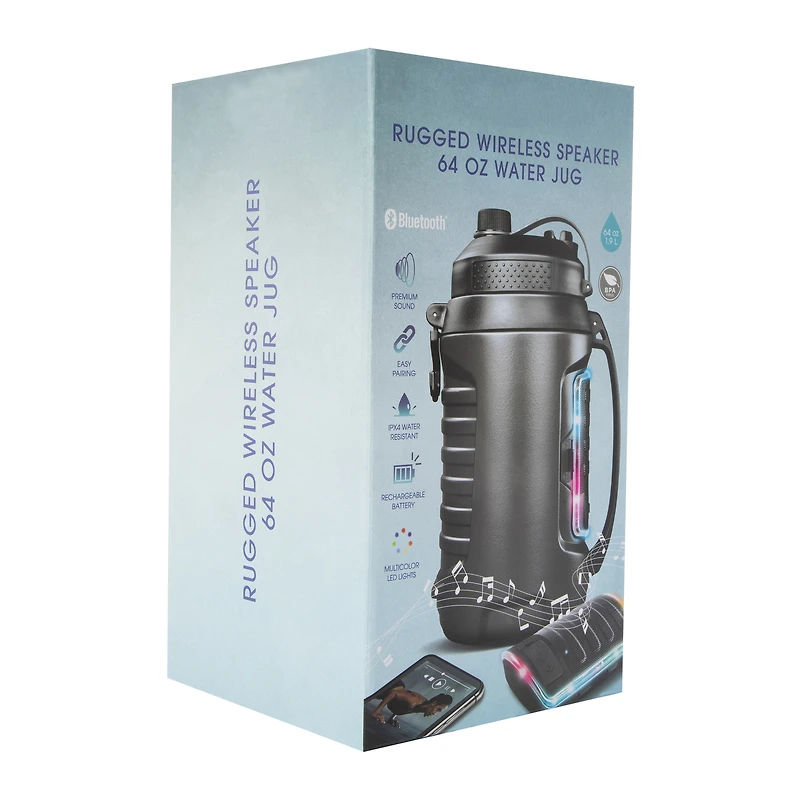 fitness multifunctional rugged bluetooth® LED speaker & water jug 64oz
