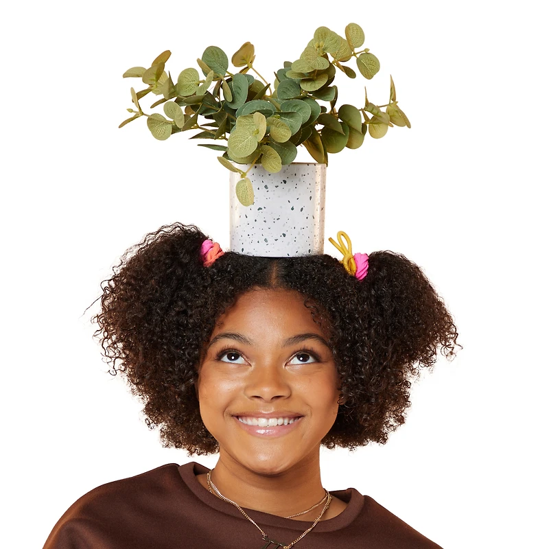 faux plant terrazzo pot