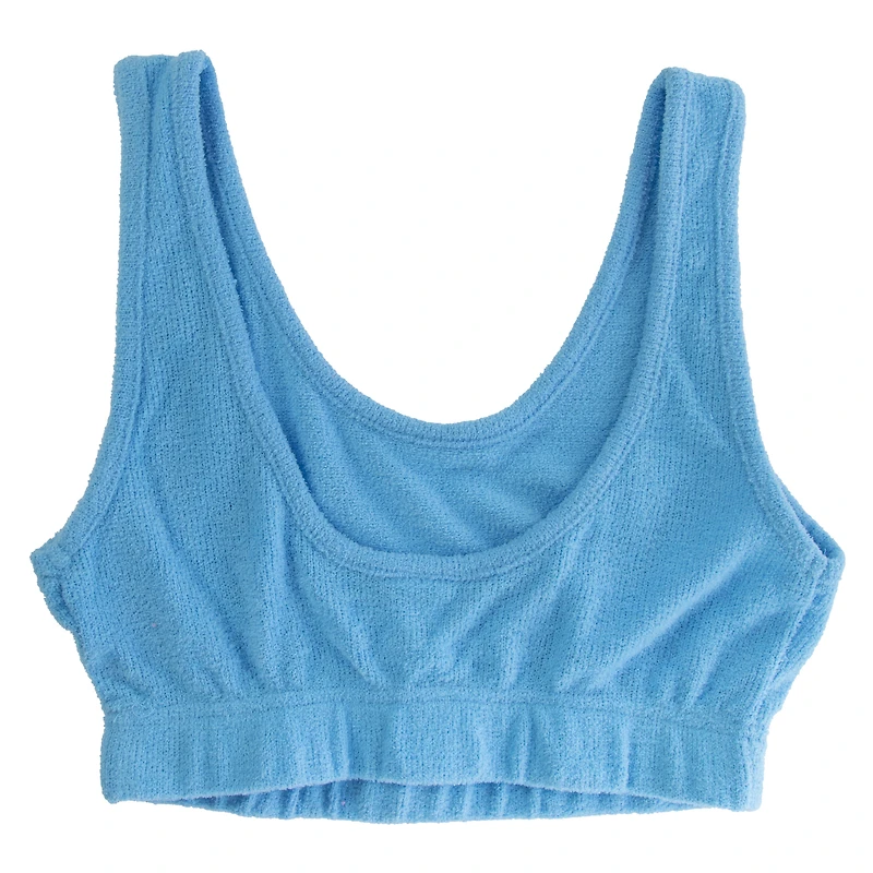 juniors blue chenille bralette lounge top