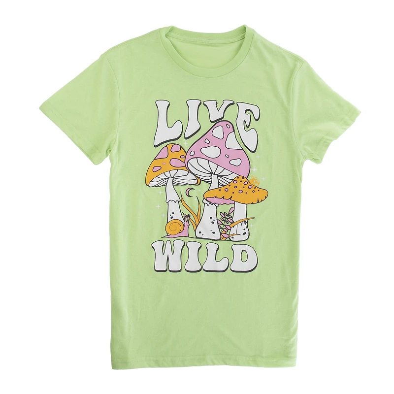 live wild’ mushroom graphic tee