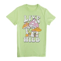 live wild’ mushroom graphic tee
