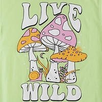 live wild’ mushroom graphic tee