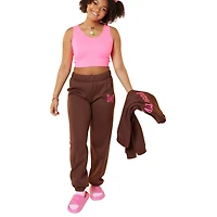 juniors white doodle print fleece joggers