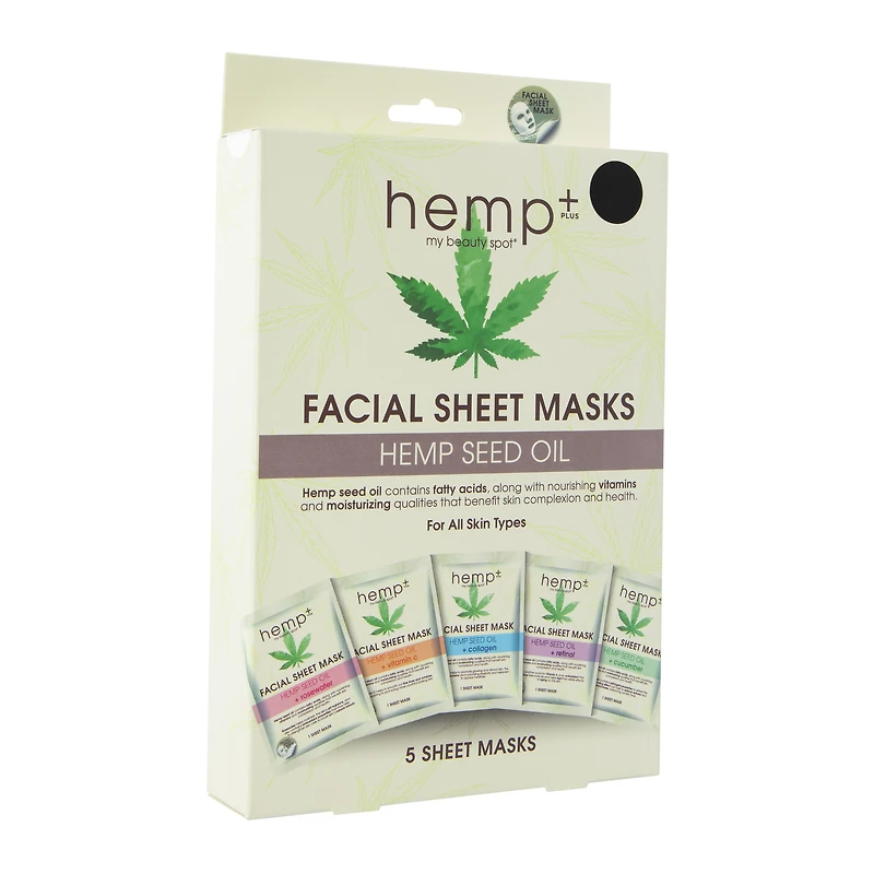 my beauty spot® hemp+ facial sheet masks 5-pack