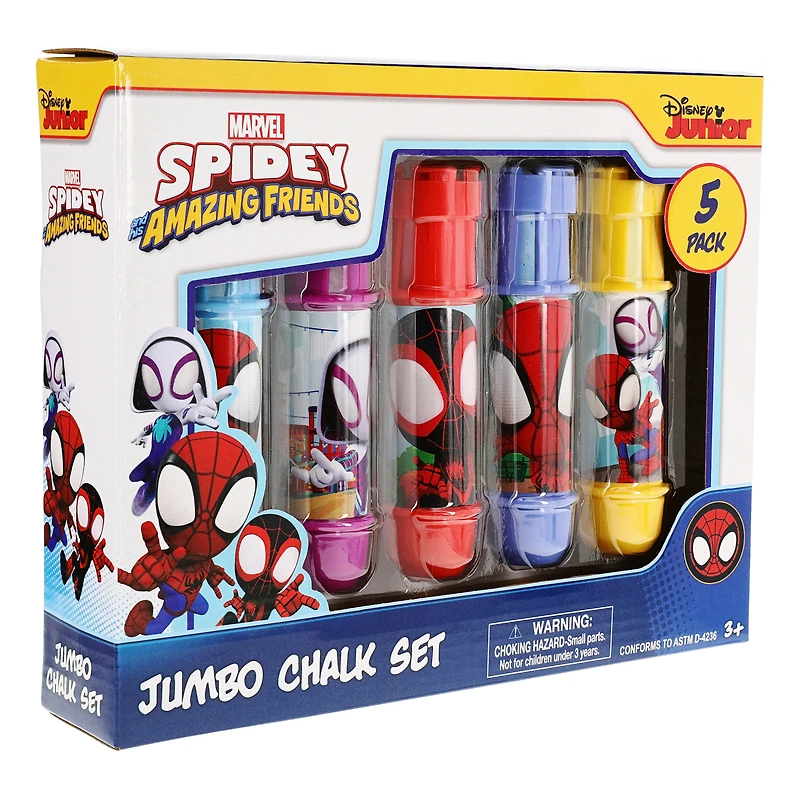 Disney Junior Spidey & his Amazing Friends jumbo chalk set with holders 10-piece