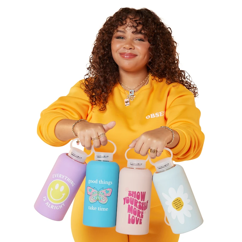 Inspirational Silicone Sleeve Water Bottle 34oz