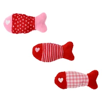 valentine fish cat toy 3-pack
