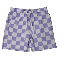 young mens purple checker soft shorts