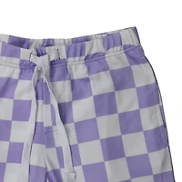 young mens purple checker soft shorts