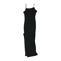 juniors black ribbed midi dress