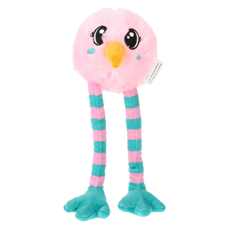 spring squeaky plush & rope dog toy 12in