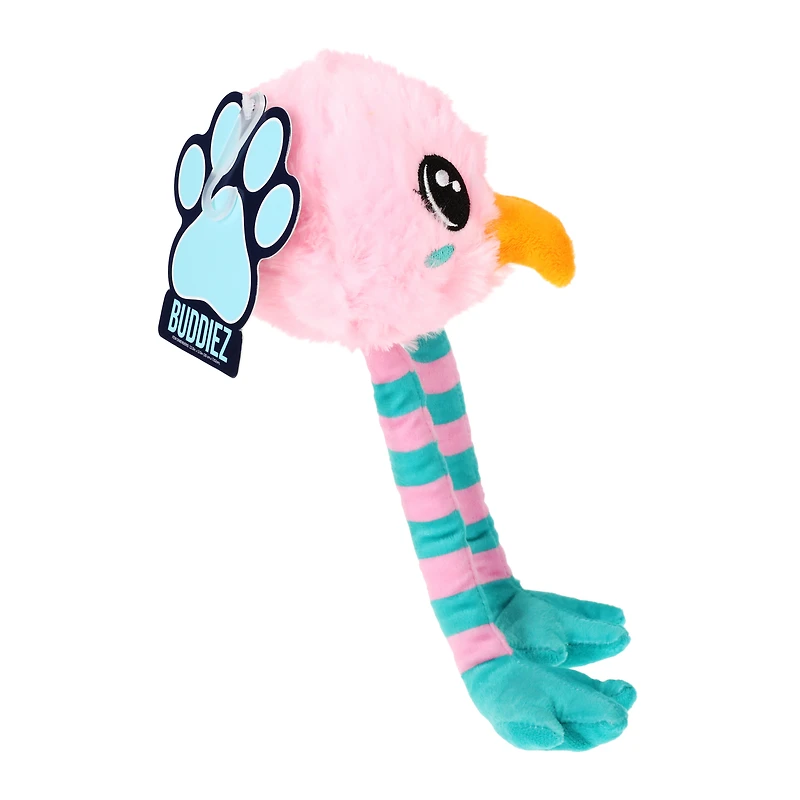 spring squeaky plush & rope dog toy 12in