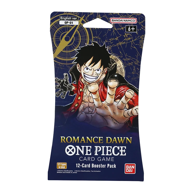 one piece tcg romance dawn booster pack, 12 cards