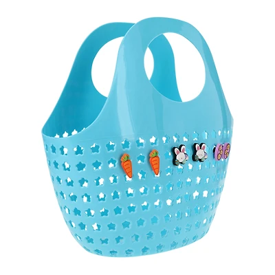 plastic basket with charms 13.7in x 12.9in